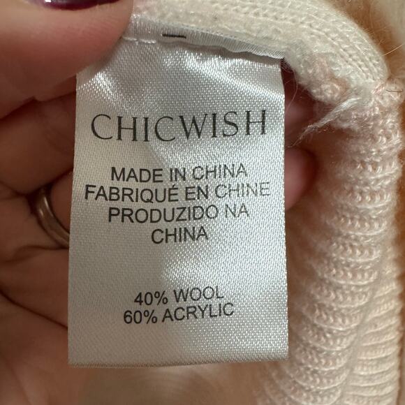 Chicwish Soft Blush Pink Ribbed Hem Drape Cardigan Waterfall Size Small Medium - Picture 5 of 8